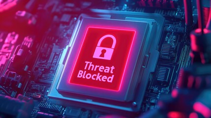 Poster - Cyber Security System Threat Blocked on CPU Processor Digital Data Protection Online Safety