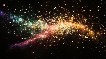 Poster - Abstract Glittering Galaxy Background Shimmering Cosmic Stardust Festive Rainbow Sparkle Magic Night Sky Design Element Digital Art Illustration      
