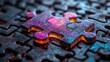 © Junior - A vibrant mosaic of digital puzzle pieces, each glowing with a soft, inner light, connected in a seamless network, symbolizing the power of connectivity and technological innovation in overcoming