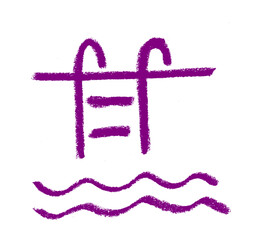 Wall Mural - pool icon beauty cosmetics related icon crayon chalk drawing vector