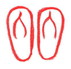 Wall Mural - slippers icon beauty cosmetics related icon crayon chalk drawing vector