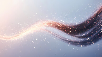 Wall Mural - a single, broken hair strand dissolving into small, light particles on a clean background, capturing