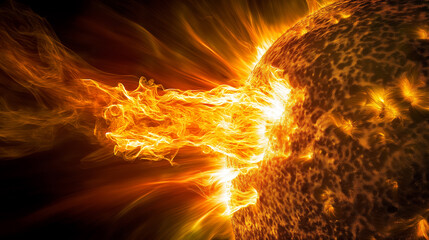 Poster - sun emitting powerful solar flare into space