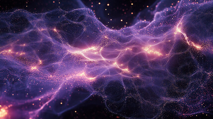 Aufkleber - Abstract purple energy field flowing through space with glowing particles