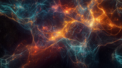 Aufkleber - Orange and blue nebula clouds creating a colorful universe background