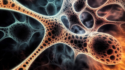 Poster - Organic alien tissue growing and connecting with pulsating energy in outer space