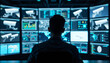© ArtSync Studio - Digital display in control room high-tech surveillance operations for security systems monitoring