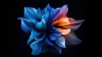Poster - A striking arrangement of stylized petals in various shades of blue, orange, and purple creates a captivating visual. This design emphasizes beauty and creativity, perfect for artwork
