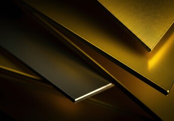Poster - Abstract composition of metallic gold and silver plates layered together