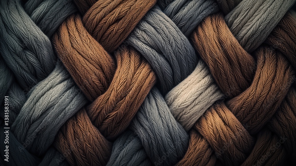 Intricate patterns of braided ropes create a visually striking texture ...