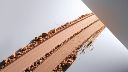Poster - Dynamic Abstract Composition of Textured Earth and Smooth Surface with Evocative Lines and Soft Shadows