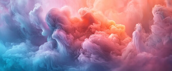 Poster - Ethereal convergence of colors, A captivating blend of smoke and vibrant hues