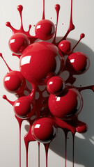 Poster - Striking Abstract Red Splash Artwork with Glossy Spheres in Powerful Visual Impact