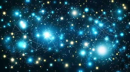 Aufkleber - Illuminated network of interconnected nodes and glowing celestial bodies