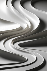 Poster - Elegant Flowing White Abstract Design with Smooth Curves and Subtle Shadows for Modern Aesthetic