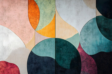 Poster - Abstract art composition of overlapping geometric shapes and colors