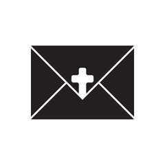 Poster - Envelope and cross silhouette flat icon vector design illustration. 