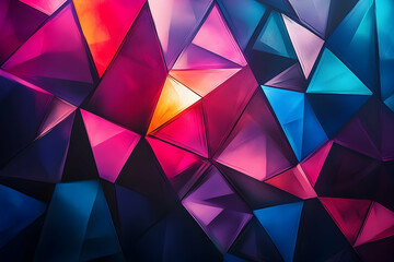 Poster - Colorful geometric shapes in vibrant hues create an abstract artistic design
