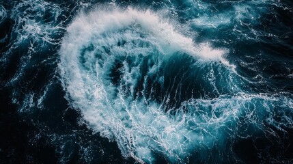 Aufkleber - Mighty ocean wave swirls powerfully, showcasing vivid blue hues and frothy white caps. The sunlight dances on the water's surface, creating an enchanting display of nature's beauty