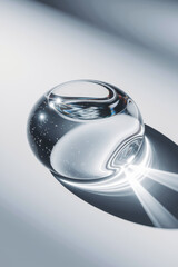 Poster - Sleek Crystal Orb Reflecting Soft Light with Ethereal Sparkles in a Minimalist Setting