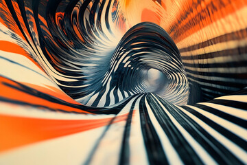 Poster - Abstract tunnel shaped structure showing lines and colorful gradient patterns