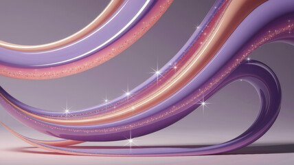 Poster - Mesmerizing Flowing Abstract Waves in Soft Purple and Pink Tones with Sparkling Highlights for Creative Inspiration