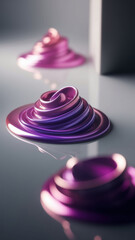 Poster - Fluid Abstract Art with Cascading Purple Swirls on a Smooth Surface Glimmering in Soft Light