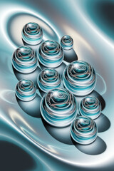 Poster - Soothing Abstract Blue and Teal Spheres on Gentle Swirling Background