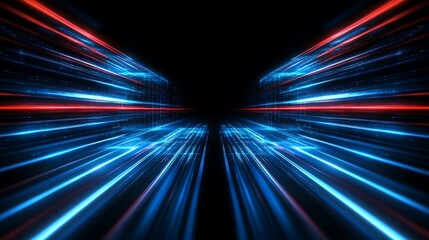 Aufkleber - A digital abstract of glowing lines forming perspective pathways