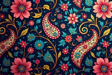  Intricate paisley floral pattern in vibrant hues, pattern, textile, flower