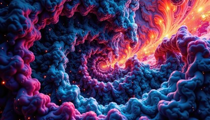 Wall Mural - kaleidoscopic fractal-like pattern with swirling colors , visual, graphic