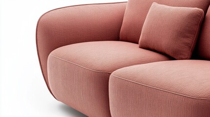 Poster - This trendy pink sofa with plush cushions invites relaxation, effortlessly blending comfort and style. Perfect for contemporary interiors, it adds a pop of color to any space