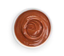 Wall Mural - bowl of delicious melted chocolate on white background