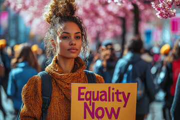 Poster - a diverse group of women marching with 