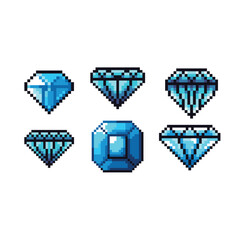 Leinwandbilder - pixel art diamond icon set with blue color ,good for your game asset and project.