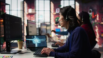 Poster - customer center employee uses artificial intelligence llm assistant to locate clients packages. call