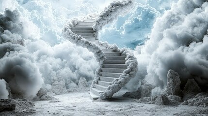 Aufkleber - Staircase of dreams ethereal clouds surreal art mystical environment dreamlike perspective ascending journey