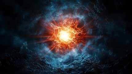Fototapete - Explosive cosmic energy unleashed in a celestial event outer space digital art vibrant atmosphere dramatic perspective