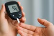 © Boke - Doctor measuring blood glucose using glucose meter showing normal sugar level
