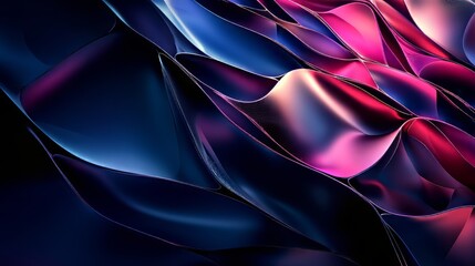 Poster - Abstract: Dynamic interplay of pink and blue hues in a flowing, gradient design with organic, wavy forms.