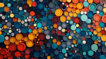 Poster - Vibrant circles create an abstract pattern, with a mixture of sizes and colors filling the space.