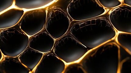 Poster - Abstract golden network against a dark backdrop creates a mesmerizing interplay of light and shadow.