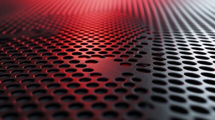 Poster - Abstract metal grid with red lighting creates a modern and textured industrial background pattern design.