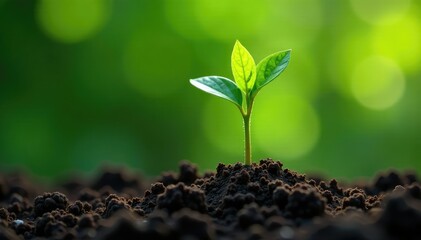 Small tree seedling, fragile branches, bright green shoots , young, nature, spring