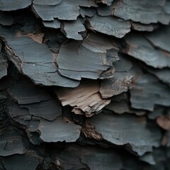 Aufkleber - Close up textured image of dark tree bark with detailed patterns and rough surface. Focus on the natural variations and organic forms of the wood. The surface shows a mix of grey and brown tones