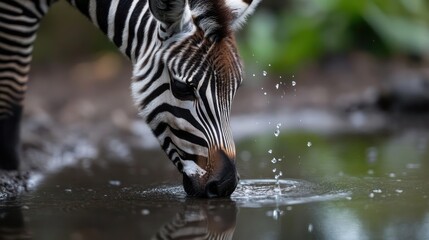 Poster - Generic animal drinking water at a waterhole with splashes under bright sunlight with blurred background