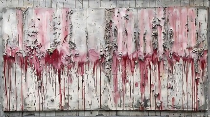 Poster - Abstract artistic painting with red color dripping over white painted surfaces
