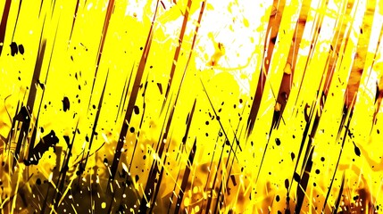 Poster - Abstract yellow artwork displaying bold lines and splashes of color