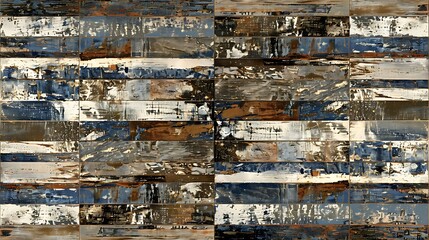 Poster - Weathered wood panels create a striking repeating pattern across the surface