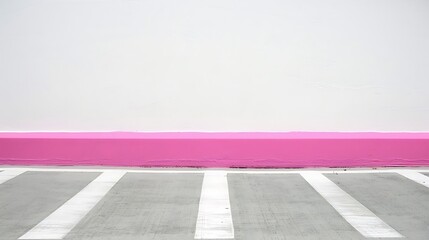 Poster - Pink painted horizontal stripe above crosswalk lines on ground